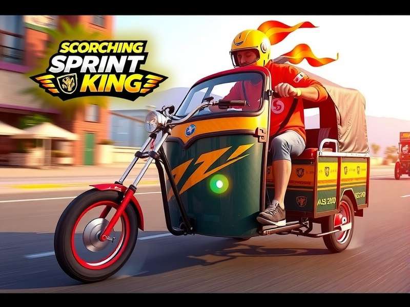 Unique auto rickshaw gameplay Auto rickshaw racing in Scorching Sprint King